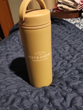 Peet's Coffee Mustard Yellow 16oz Travel Tumbler, NWOT